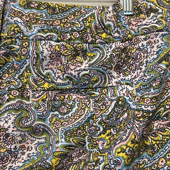 Ann Taylor Carnegie crop green pink paisley pants Size 8 EUC - Picture 5 of 8